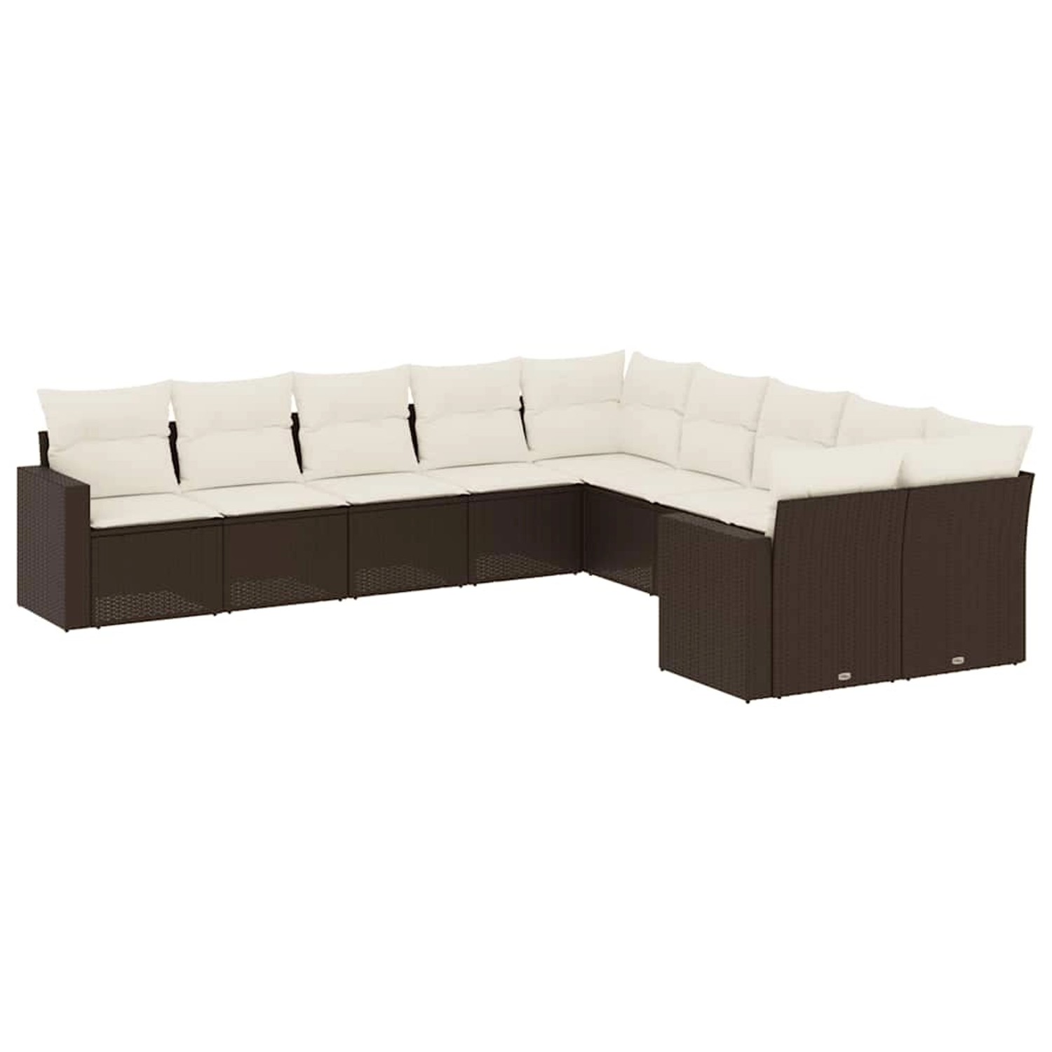 vidaXL 10-Tlg Garten-Sofagarnitur mit Kissen Braun Poly Rattan 3219503 günstig online kaufen