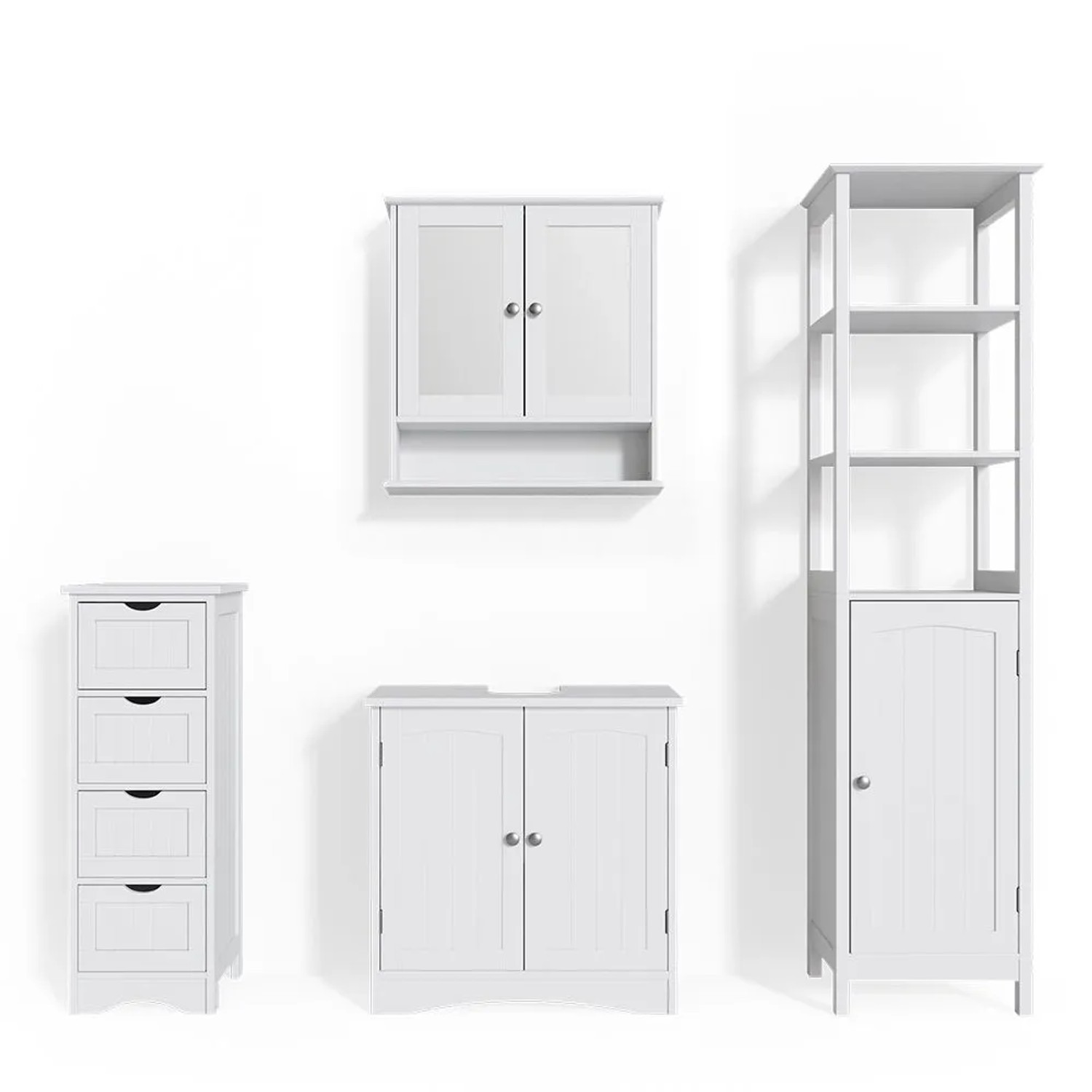 Vicco Badmöbel-Set Bianco Weiß 60 x 60 4-teilig