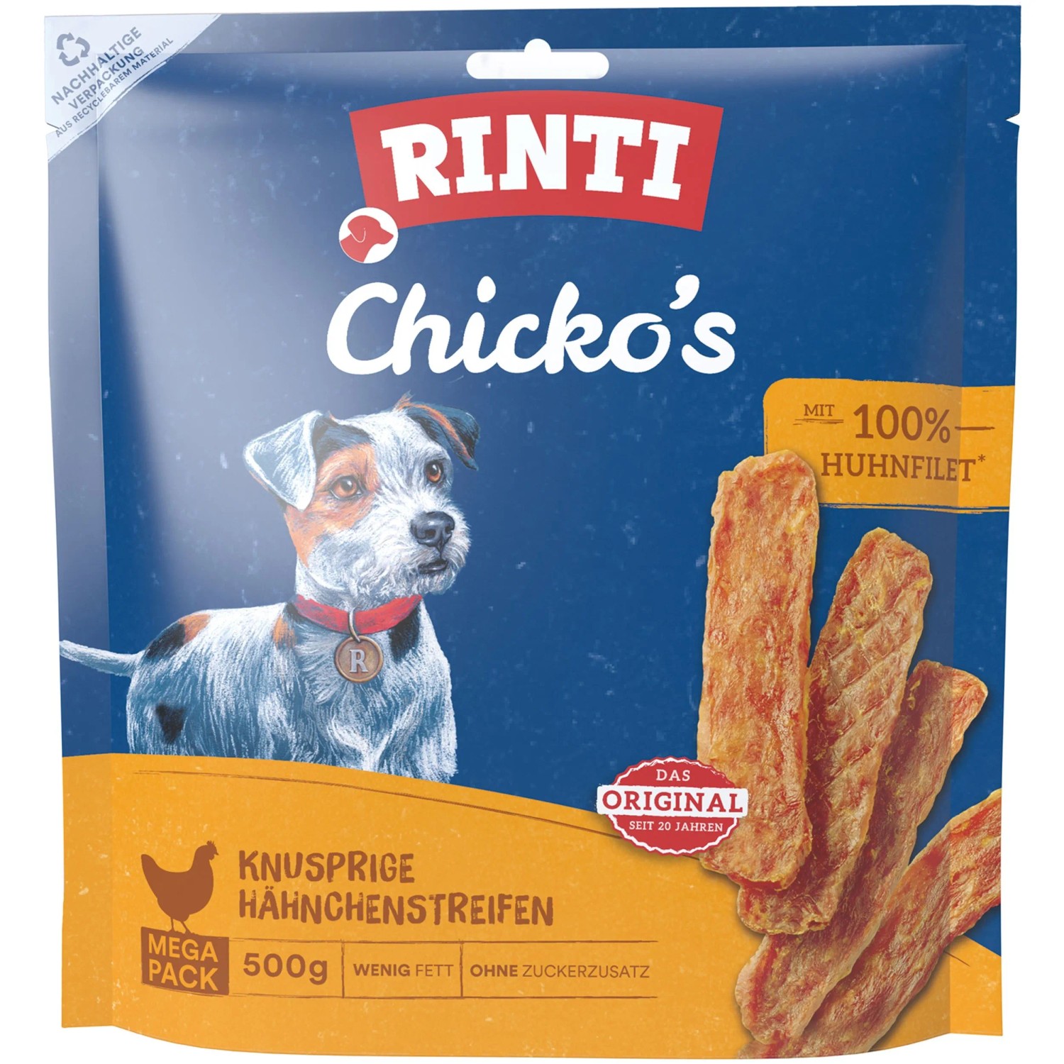 Rinti Hunde-Natursnacks Chicko Hähnchenstreifen Megapack 500 g