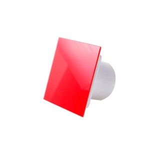 AWENTA Kleinraumventilator mit roter Glasabdeckung für Wandmontage.