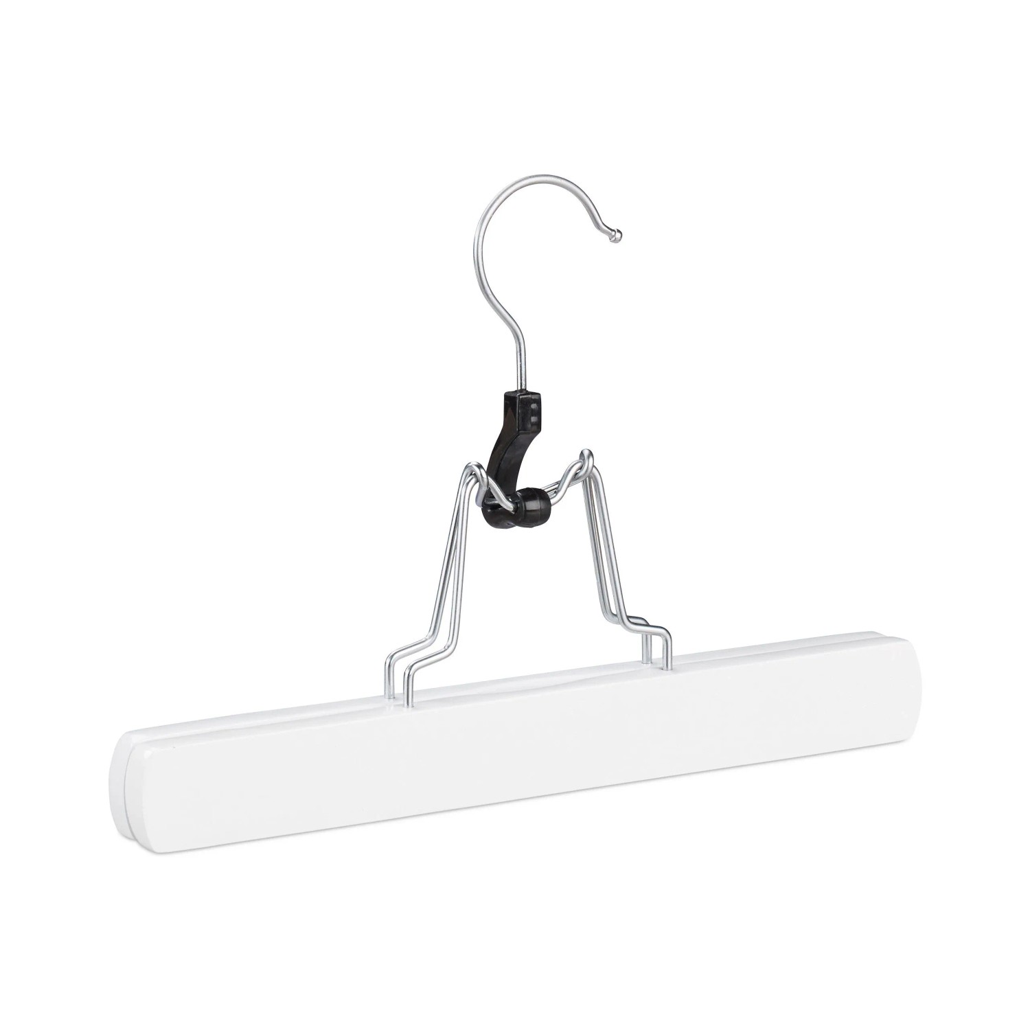 Relaxdays Hosenspanner 12 Stück Holz Metall Weiß Rutschfest Drehbar 17 cm x 25 cm x 2,3 cm 0,12 kg