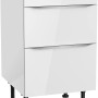 Optifit Unterschrank Arvid986, 50cm, weiß, mit 3 Auszügen und Edelstahlgriffen. Küchenunterschrank für mehr Stauraum.
