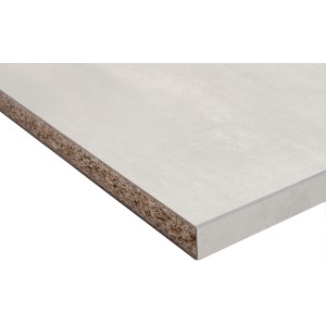 Kaindl Arbeitsplatte Beton Opalgrey, 3,8 cm stark, Detailansicht der Oberfläche und Kante.