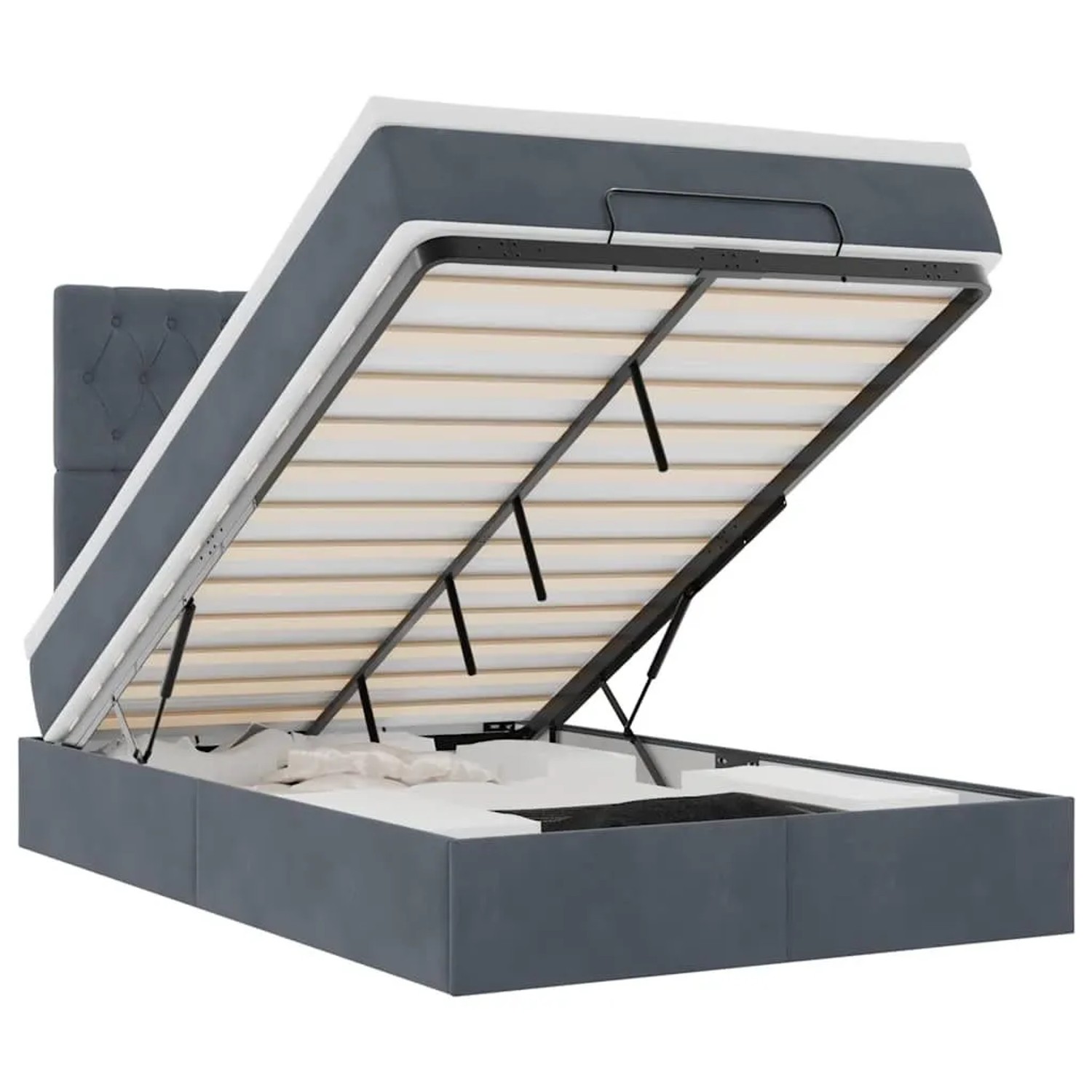 vidaXL Ottoman-Bett mit Matratzen Dunkelgrau 120x190 cm Samt 3313530