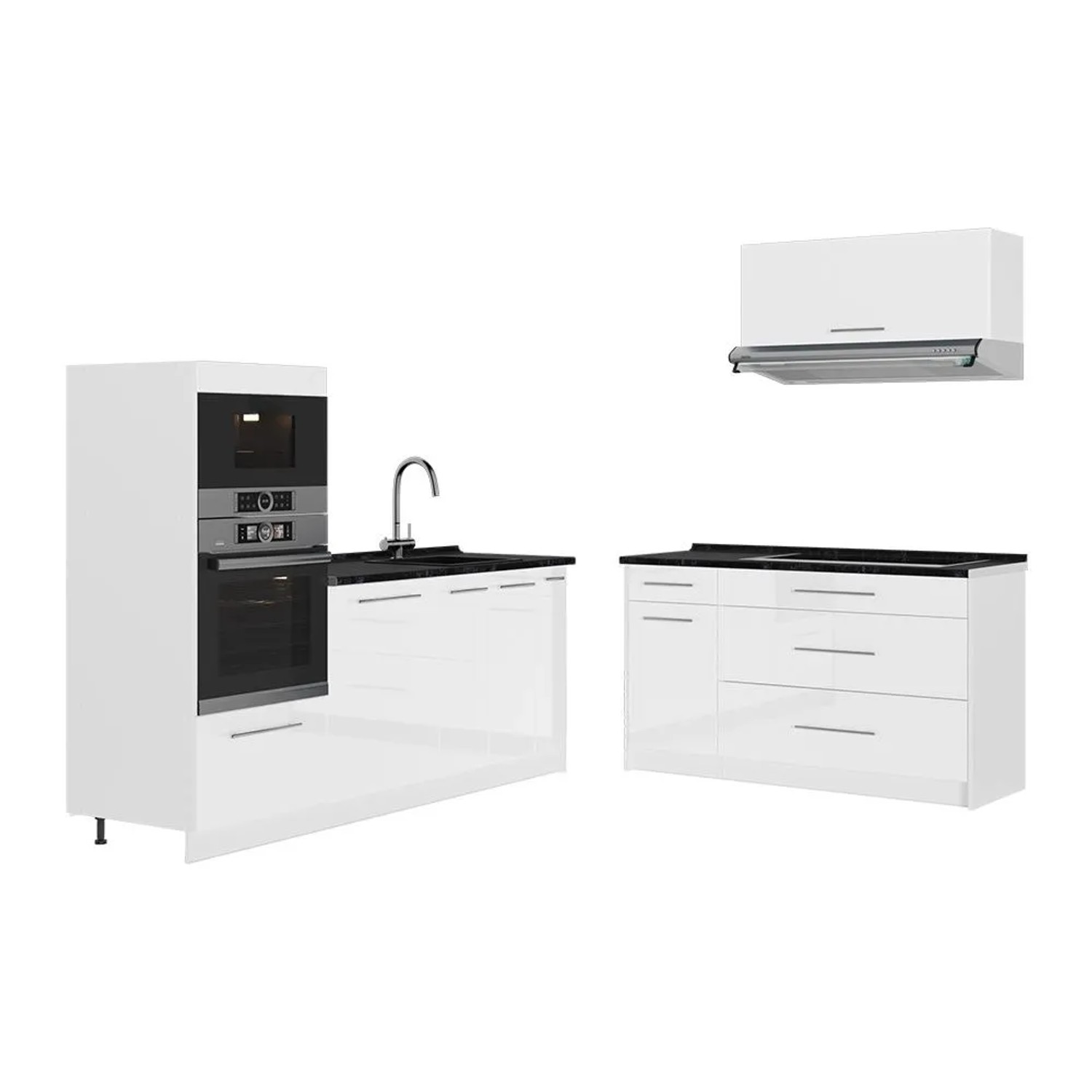 Vicco Küchenzeile Fame-Line Weiß Hochglanz/Weiß 340 x 154 AP Anthrazit Art Nr 63941