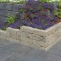 Diephaus Mauerstein Collo Muschelkalk als Gartenmauer mit Bepflanzung.