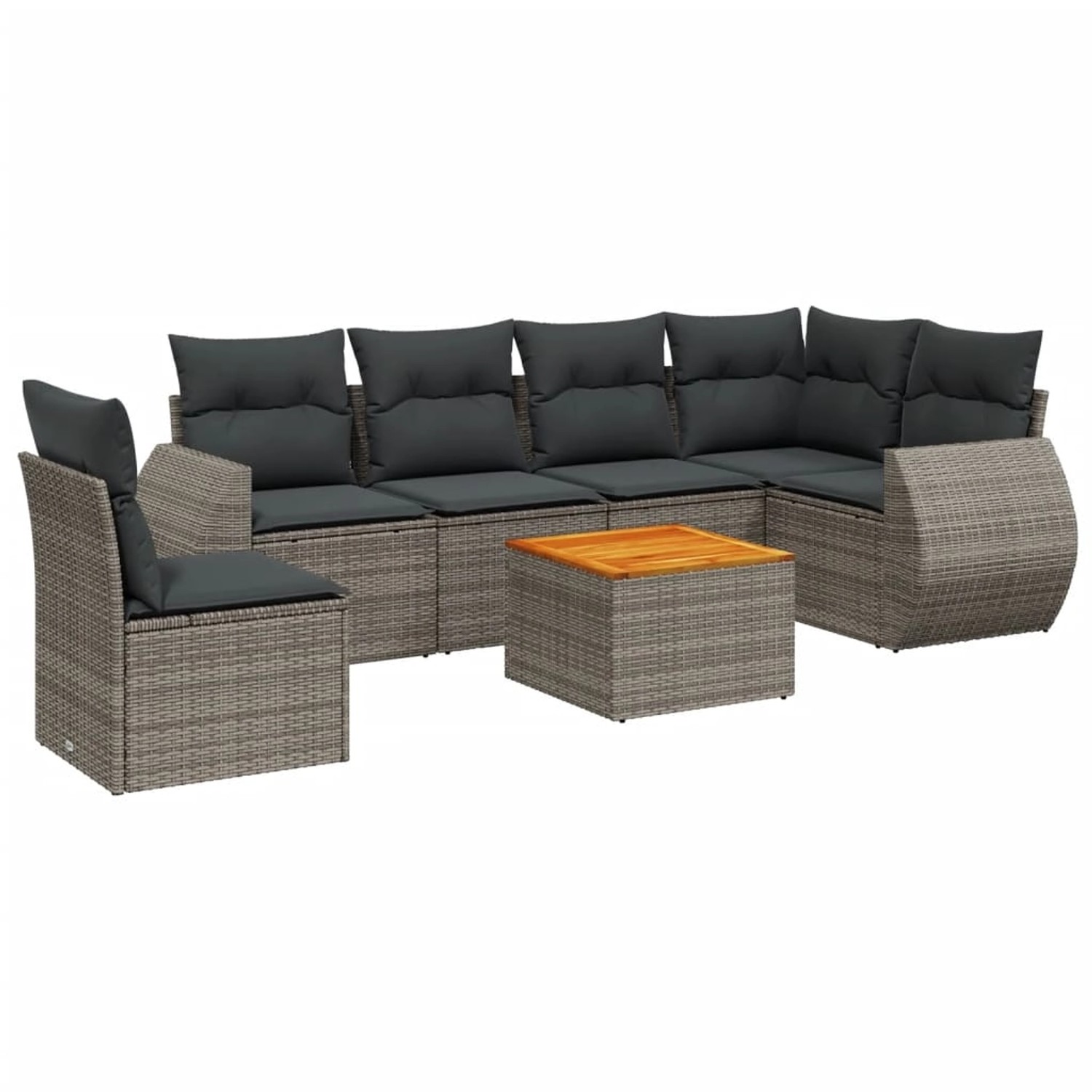 vidaXL 7-Tlg Garten-Sofagarnitur mit Kissen Grau Poly Rattan 3225031 günstig online kaufen