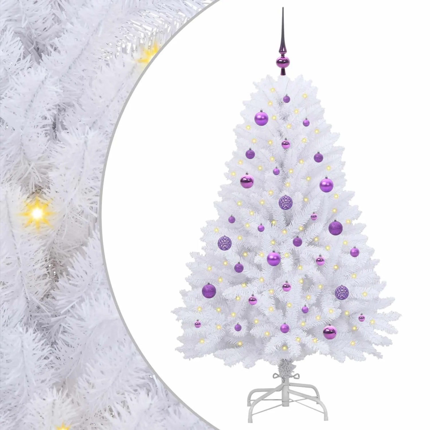 vidaXL Künstlicher Klappbarer Weihnachtsbaum Weiß 150 cm PVC und Stahl 3426591