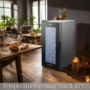 Echos SB-5300 Weinkühler mit Glastür 28 Liter 10 Flaschen