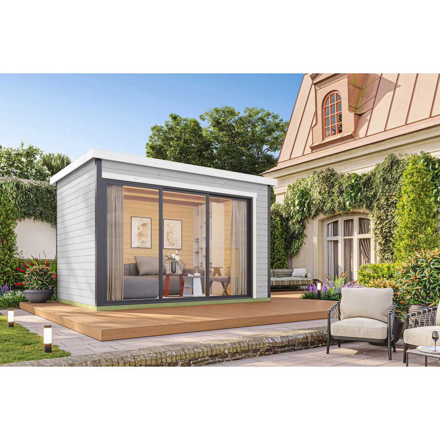 Lasita Gartenhaus Austin 3 Lichtgrau 360 cm x 240 cm