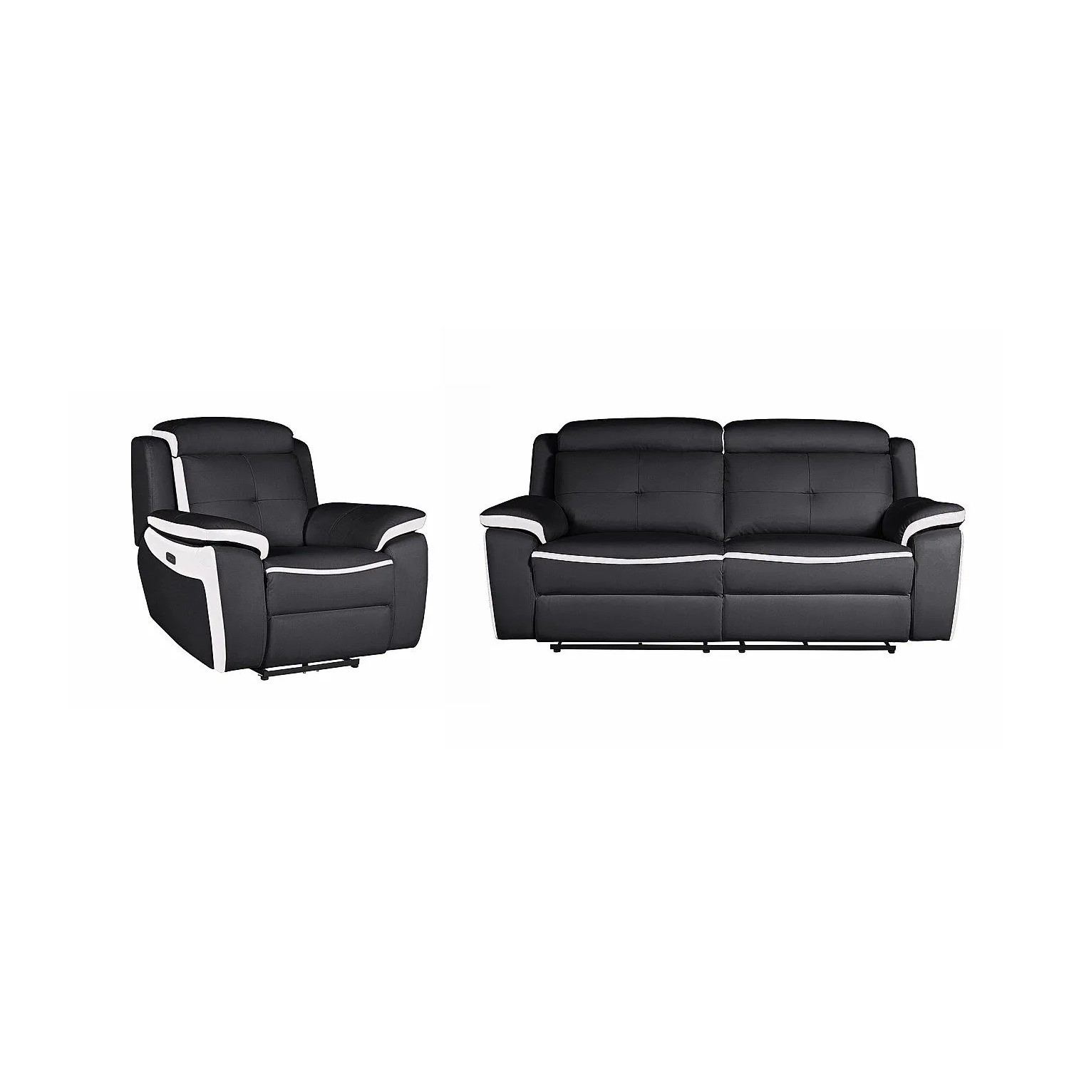 Vente-unique Couchgarnitur Mit Sessel Angelique Schwarz  Weiß 207 cm  106 cm