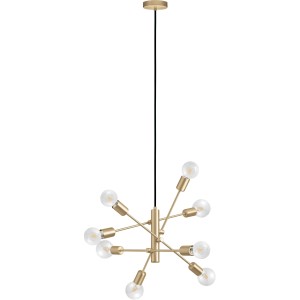 Moderne, 8-flammige Eglo Pendelleuchte Gradoli 1 in Messing gebürstet. Futuristische Hängelampe für E27 Leuchtmittel.