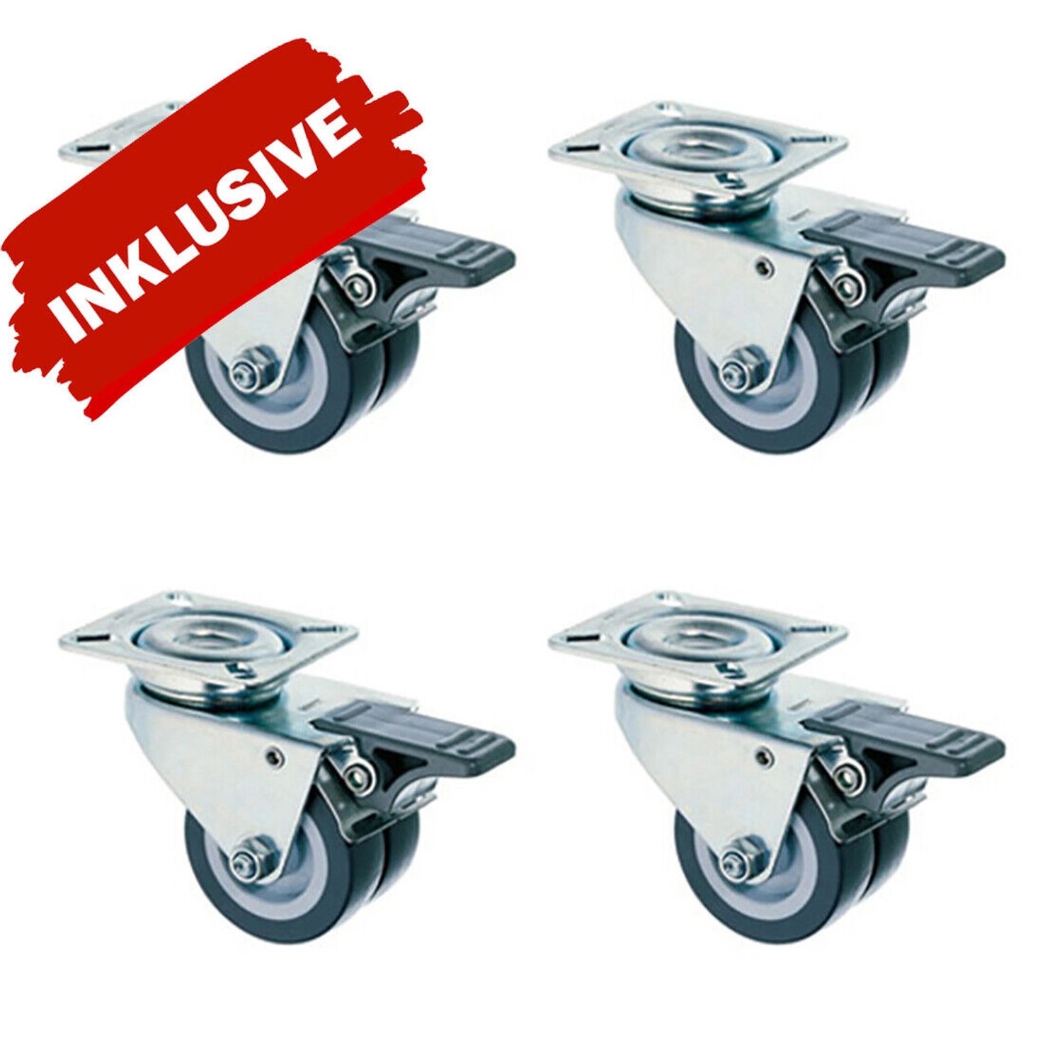 Doppelrollen-Set für Strandkorb Ammersee, inkl. Feststellbremse für sicheren Stand.