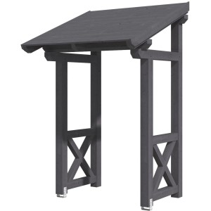 Skan Holz Haustür-Vordach Potsdam 4, schiefergrau lasiert, 176x156 cm, aus Konstruktionsvollholz.