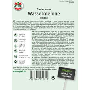 Sperli Wassermelone Mini Love F1-Hybride Samenpackung mit Mini-Wassermelonen.