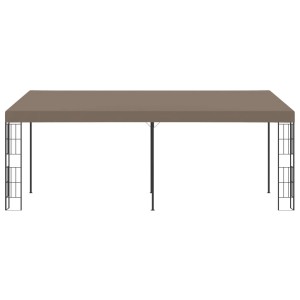 Wand-Pavillon, 6x3 m, Taupe, Stoff. Markise für Terrasse oder Garten, mit Stahlrahmen und PA-Beschichtung.