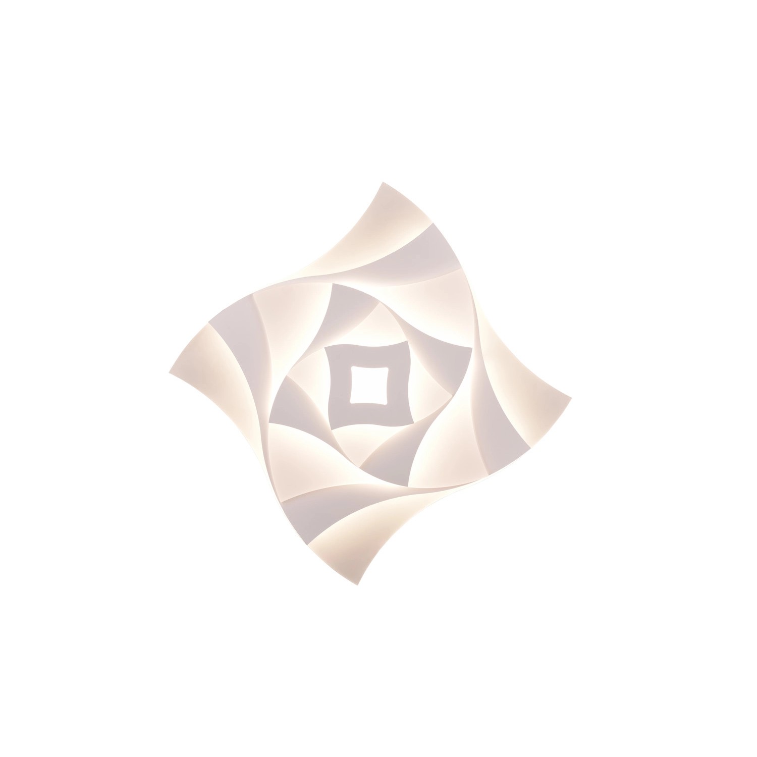 Moderne, weiße Trio LED Deckenleuchte Akita, 48x48cm, mit geometrischem Design.