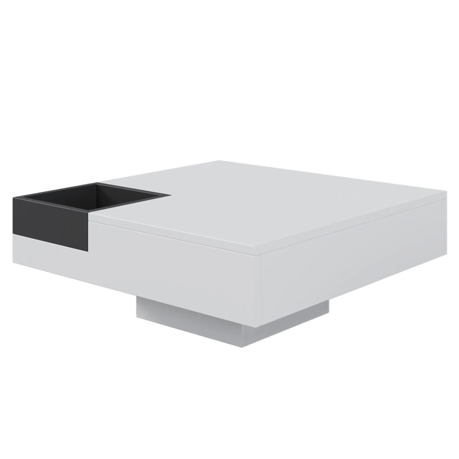 okwish Couchtisch mit LED-Lichteffekt und Herausnehmbarer Aufbewahrungsbox Weiß 70 × 70 cm
