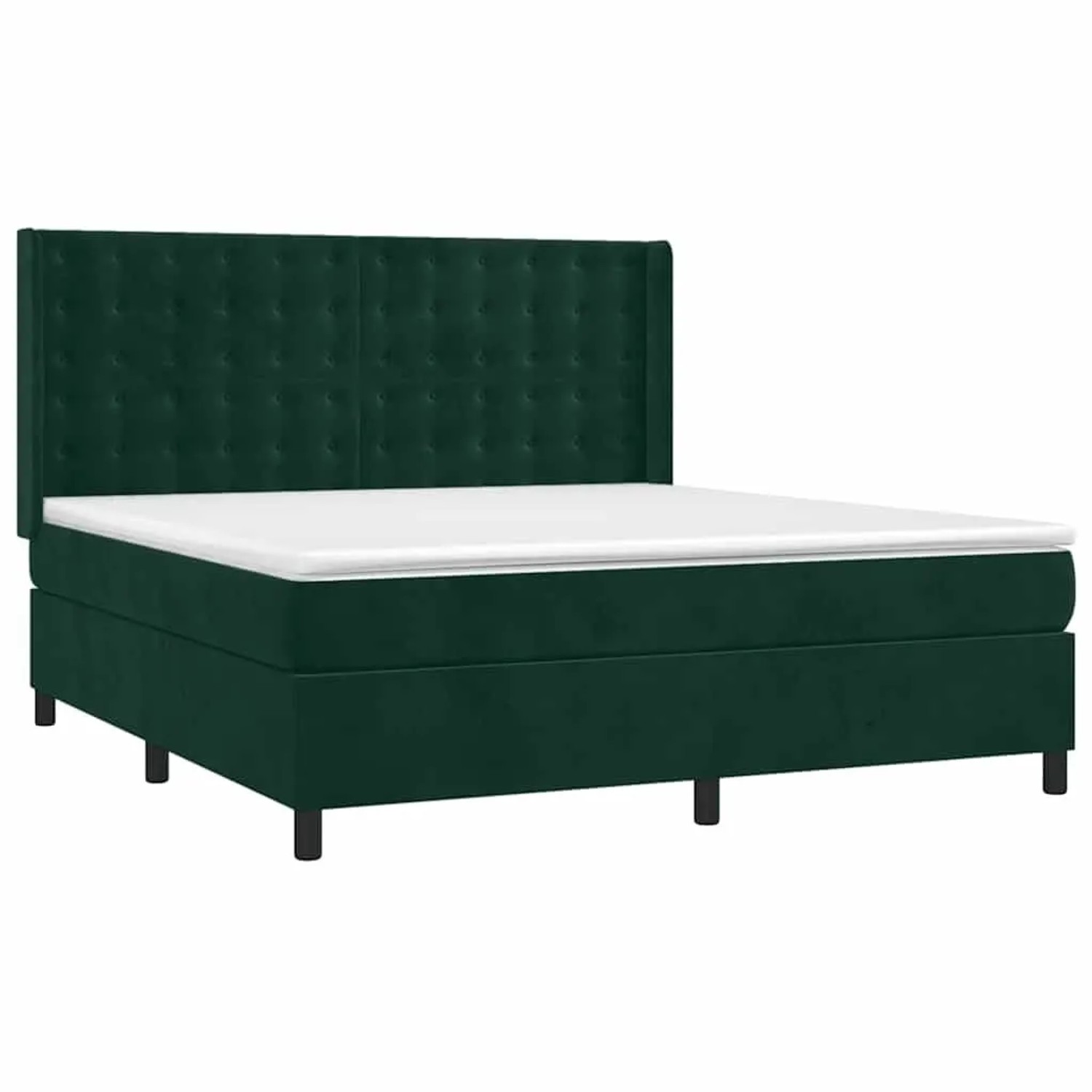 vidaXL Boxspringbett mit Matratze & LED Dunkelgrün 160x200 cm Samt 3139814