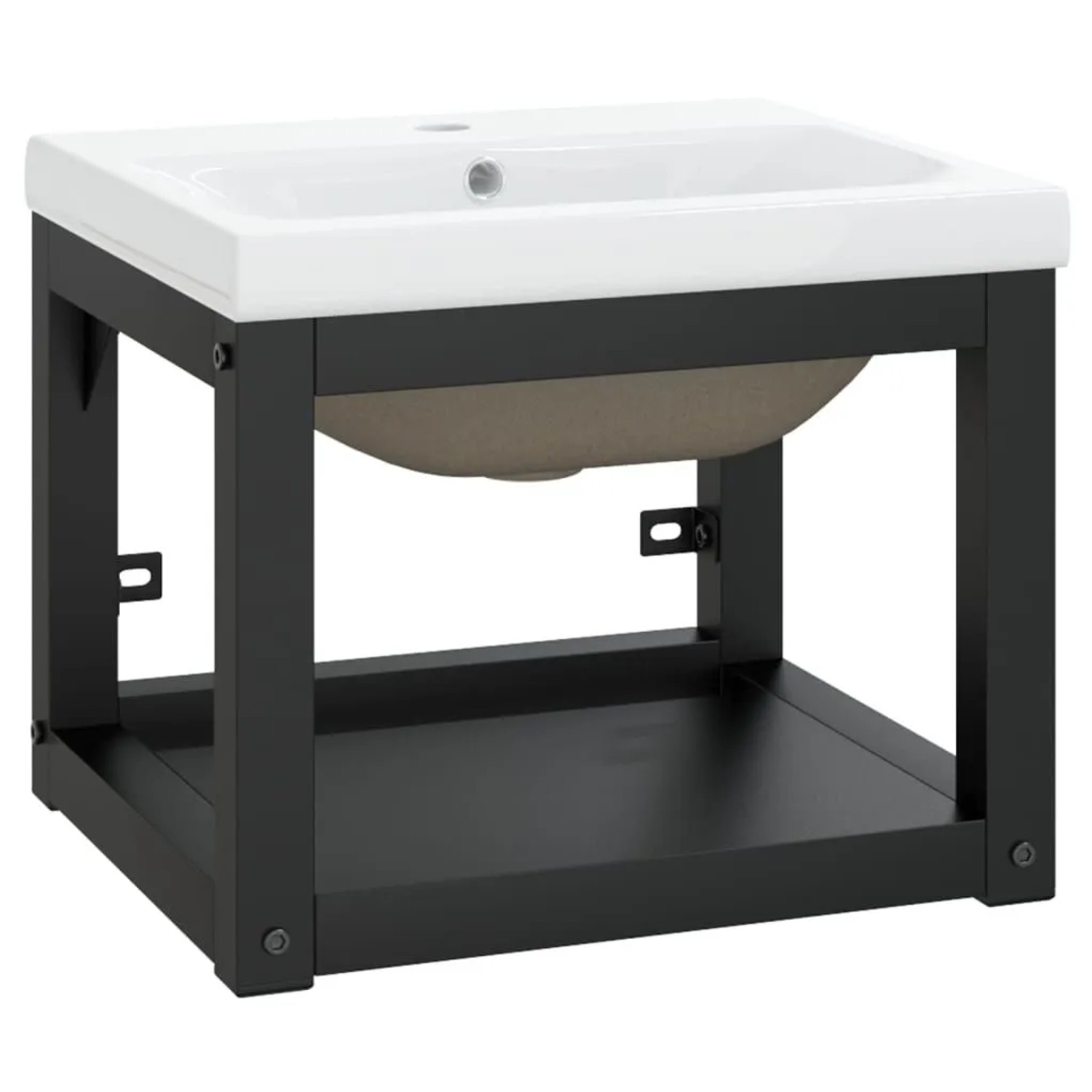 vidaXL Badezimmer-Waschtischgestell mit Waschbecken Schwarz Eisen 3101382