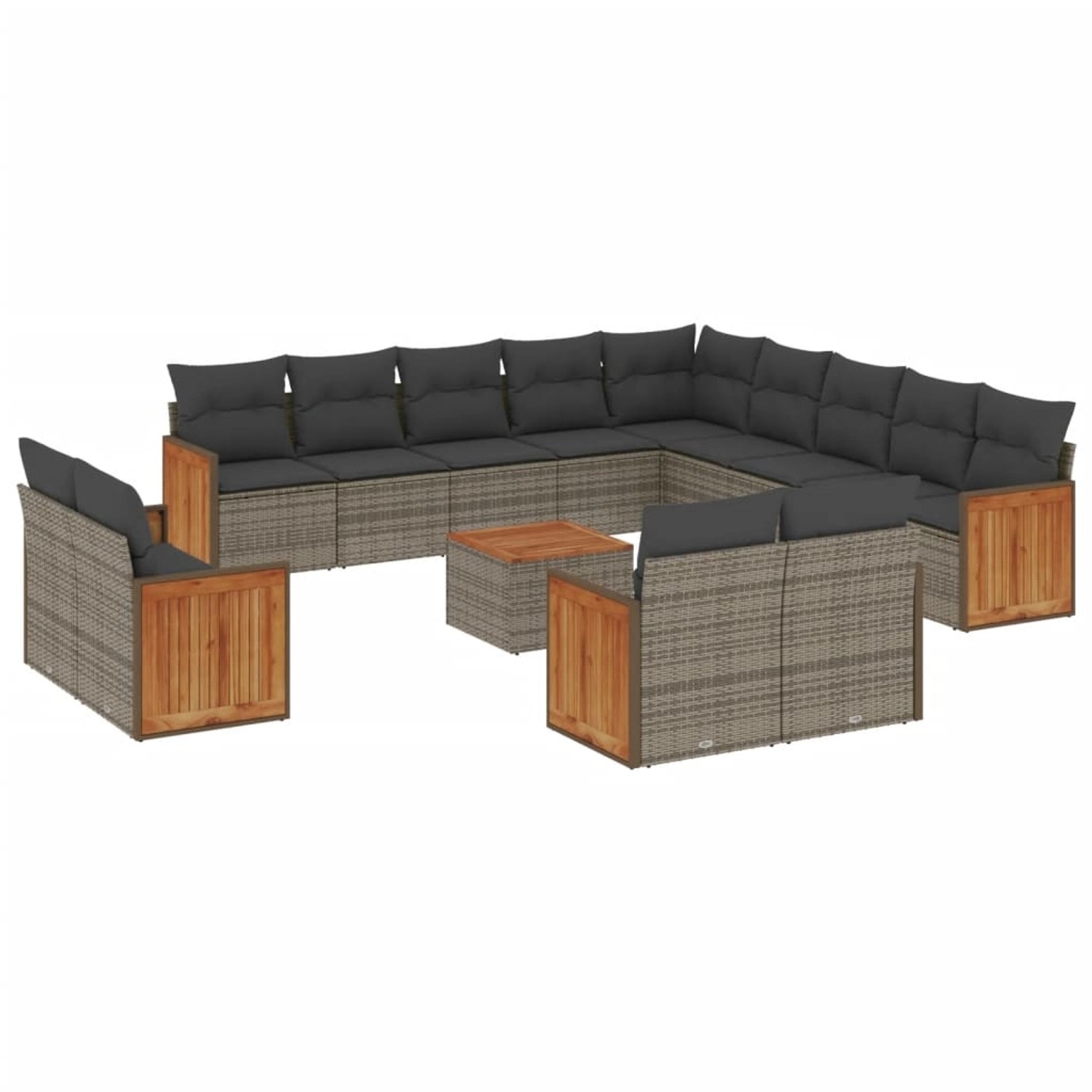 vidaXL 14-Tlg Garten-Sofagarnitur mit Kissen Grau Poly Rattan 3228216 günstig online kaufen