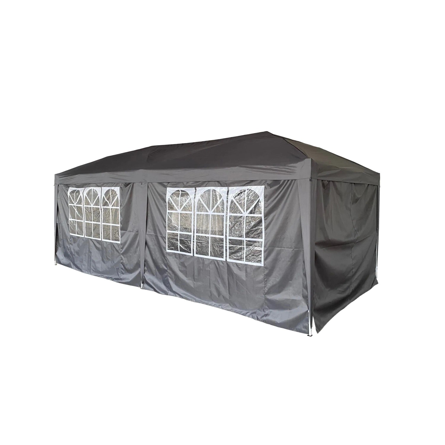DELUKE Pavillon RIGA 6x3m Schwarz Kunststoff Gartenpavillon Partyzelt Gartenlaube für Garten/Terrassen