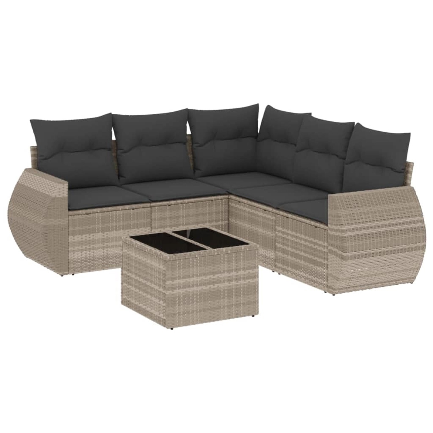 vidaXL 6-Tlg Garten-Sofagarnitur mit Kissen Hellgrau Poly Rattan 3253699 günstig online kaufen
