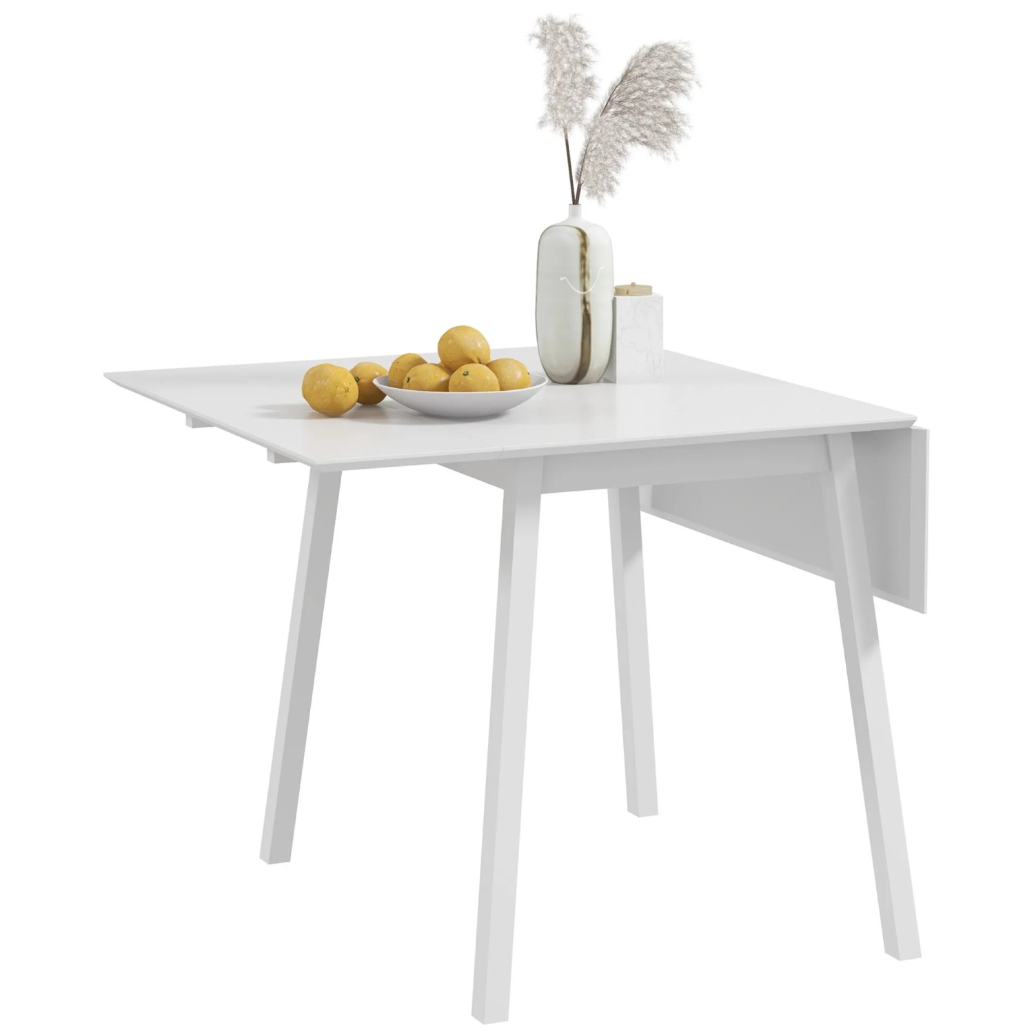 HOMCOM Esstisch für 2-4 Personen Kiefernholz Weiß 110L x 86B x 75H cm