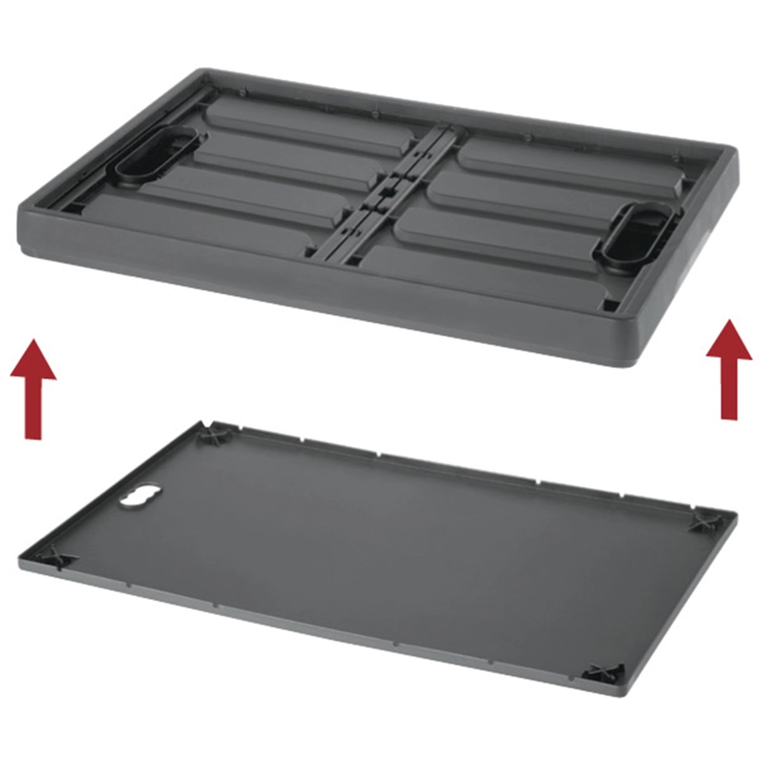 Tontarelli Klappbox Cargo 46 l Graphit mit Deckel, flach zusammengelegt. Aufbewahrungsbox für mehr Ordnung.