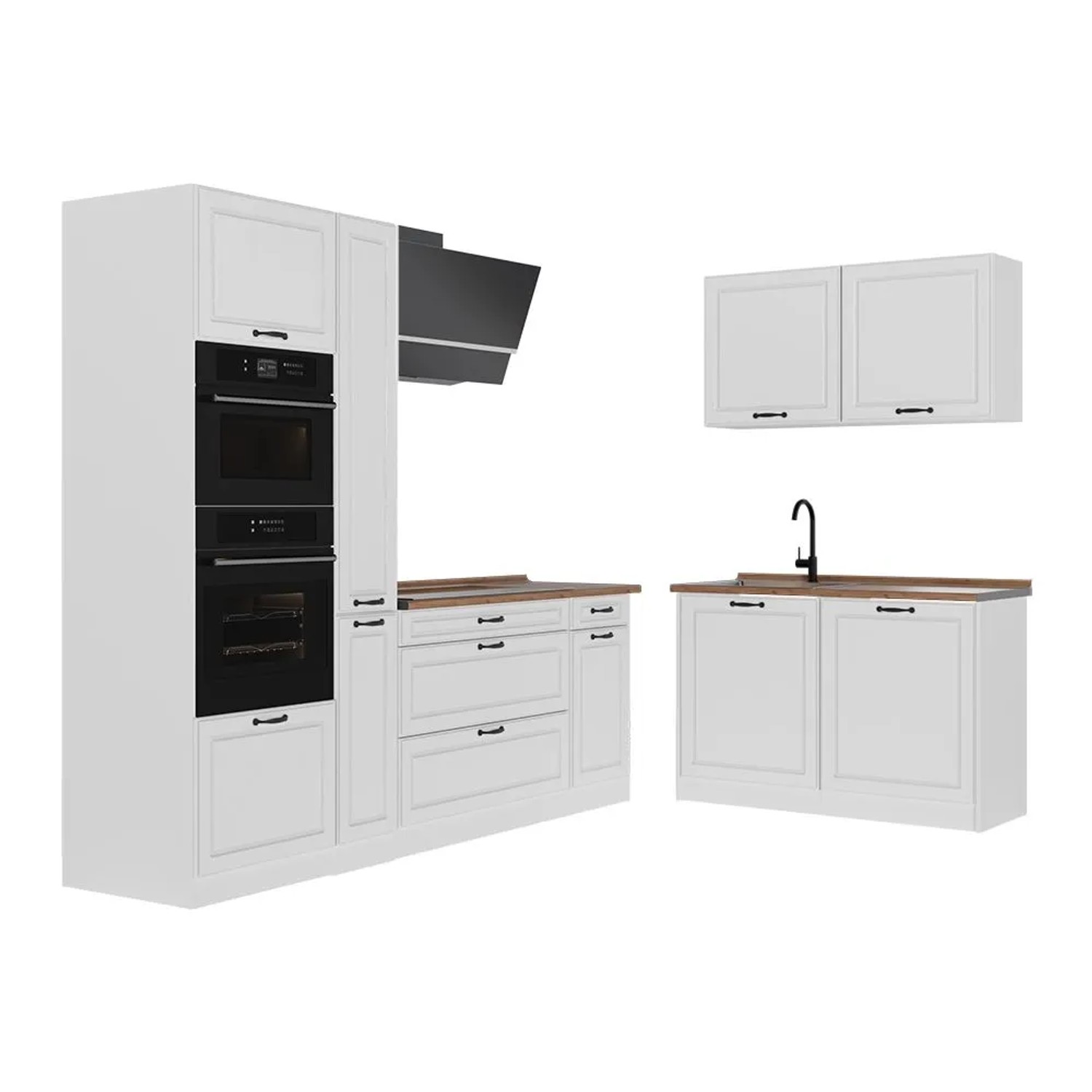Vicco Eckküche R-Line Weiß Landhaus/Weiß 230 x 207 Arbeitsplatte Goldkraft Eiche Art Nr 68191