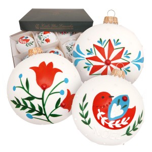 Krebs Glas Lauscha Weihnachtskugeln Gartenparadies Weiß 8cm