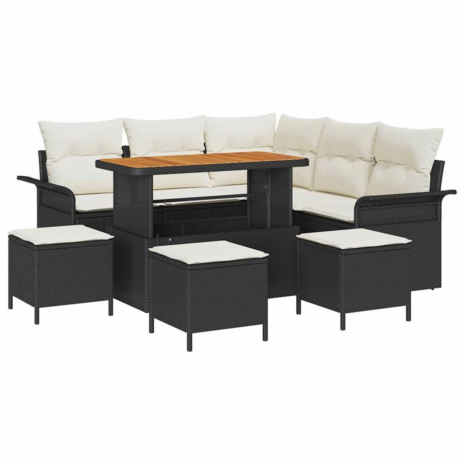 vidaXL Garten-Sofa-Set Höhenverstellbar 9-Tlg Schwarz Poly Rattan 3362140 günstig online kaufen