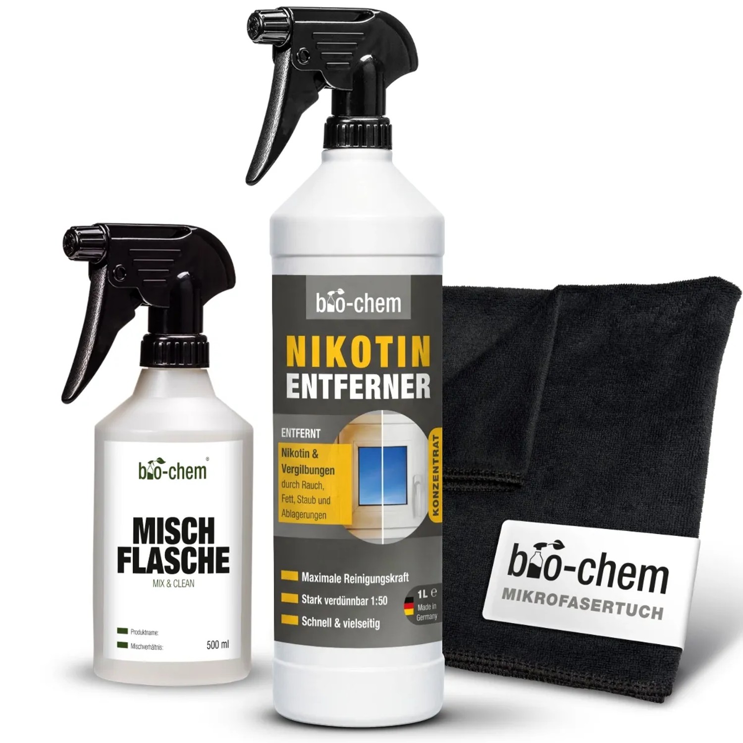 bio-chem Nikotinentferner 1, Konzentrat Set mit Zubehör gegen Vergilbungen