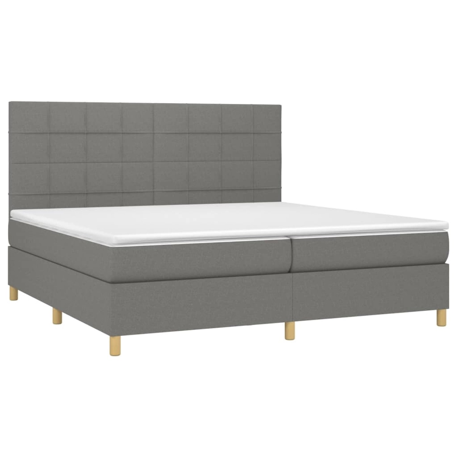 vidaXL Boxspringbett mit Matratze & LED Dunkelgrau 200x200 cm Stoff 3135462