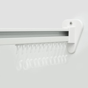 Euroshowers Duschstangen-Set, L-Form 90x90 cm, weißes Aluminium mit Haken.