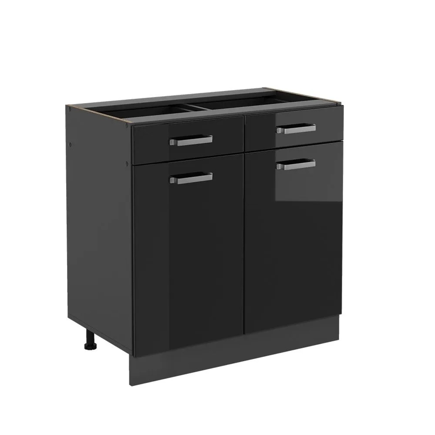 Vicco Küchenunterschrank R-Line Schwarz Hochglanz Anthrazit 80 cm ohne Arbeitsplatte