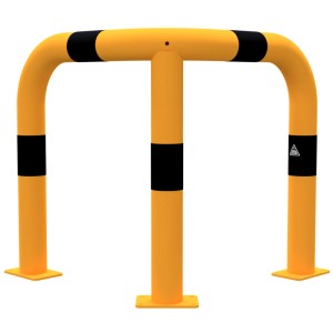 Schake Rammschutzbügel, gelb-schwarz, zum Aufdübeln, 600x650 mm, für Anfahrschutz in Industrie und Gewerbe.