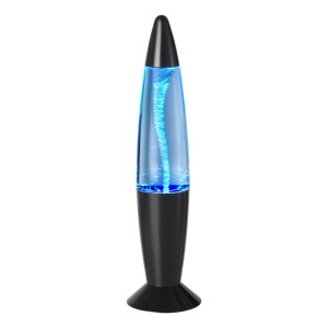 Eglo LED-Tischleuchte Vortex in Schwarz mit blauem Wirbel und RGB-Farbwechsel. Moderne Glitterleuchte für stimmungsvolle Akzente.