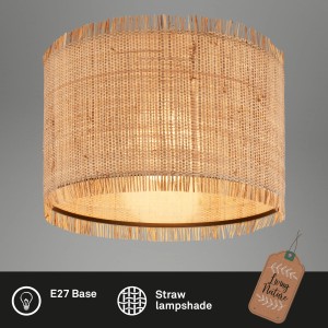Briloner Deckenleuchte Swing Nature, Ø 40 cm, mit Strohschirm für E27 Fassung.