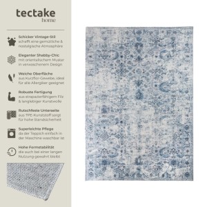 Tectake Vintage Designer Teppich Amara Verschiedene Größen Orientalisches Muster 240 x 340 cm 340 x 240 x 0 60 cm Blau
