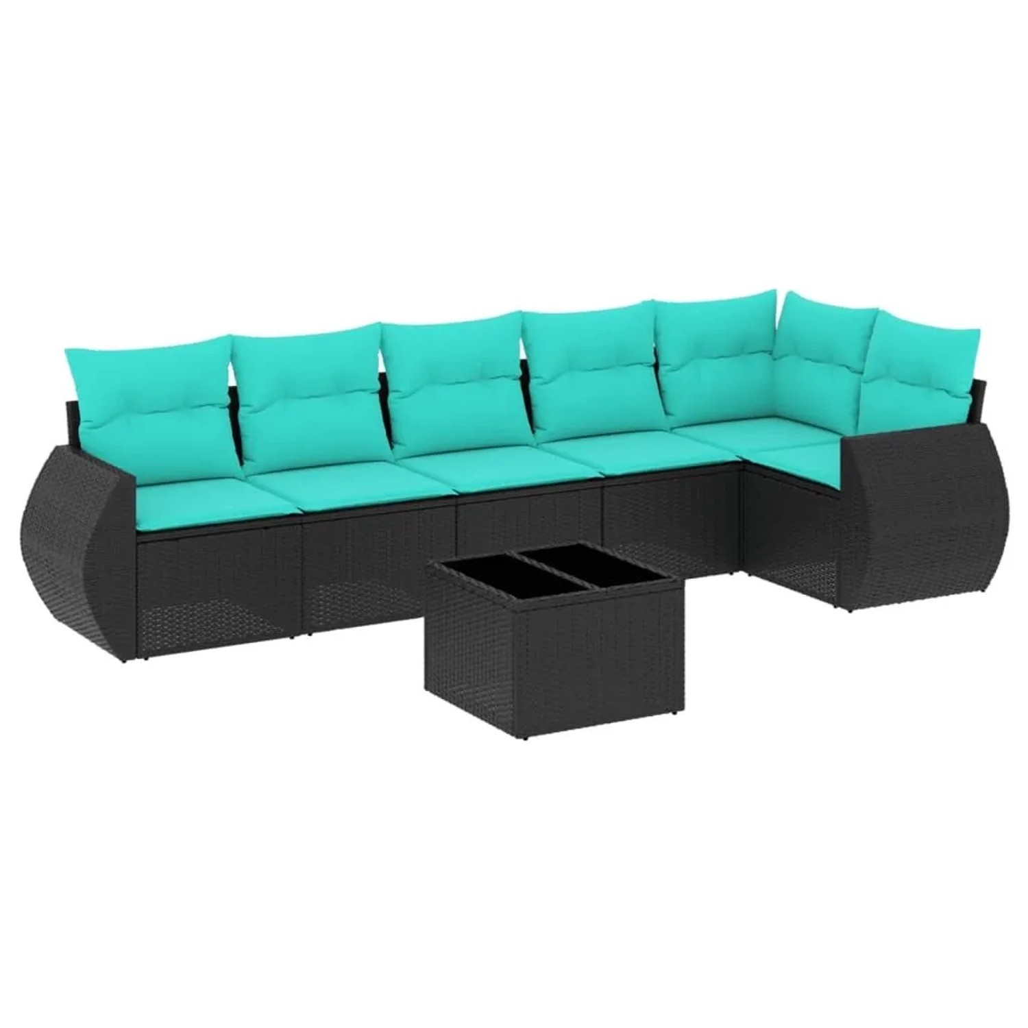 vidaXL 7-Tlg Gartensofa-Set mit Kissen Schwarz Polyrattan 3221396 günstig online kaufen