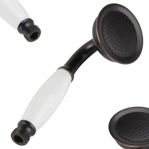 Retro Handbrause in Schwarz/Weiß für PaulGurkes Regendusche Duschsystem.