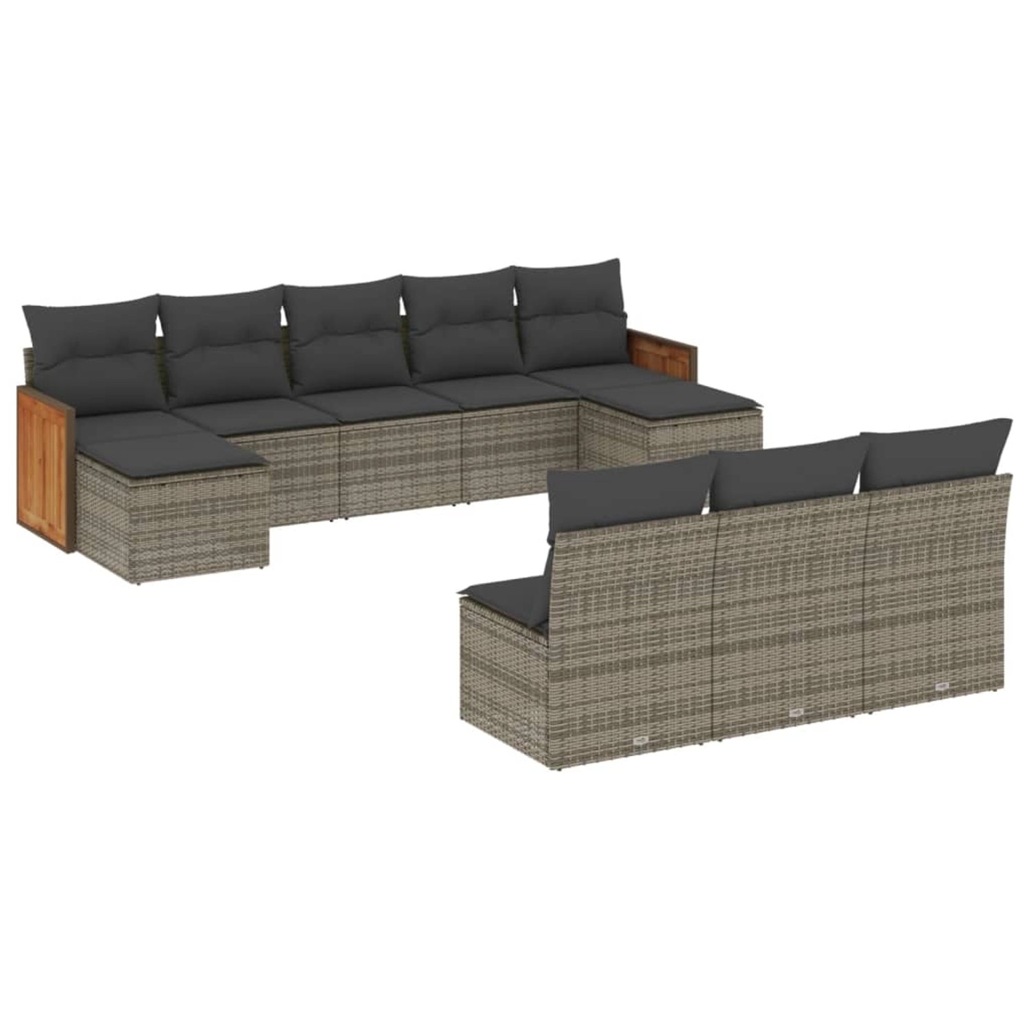 vidaXL 10-Tlg Garten-Sofagarnitur mit Kissen Grau Poly Rattan 3228069 günstig online kaufen