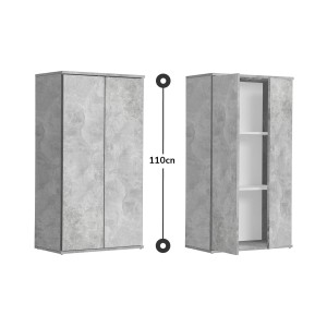 Mokebo Midischrank in Grau, Büroschrank mit 2 Türen und 2 Einlegeböden, 110cm hoch.