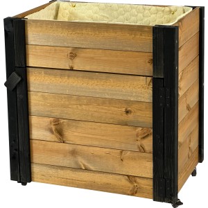 Rollbarer Gartenschrank mit Pflanzkasten von Dobar, braun/schwarz, aus Holz.