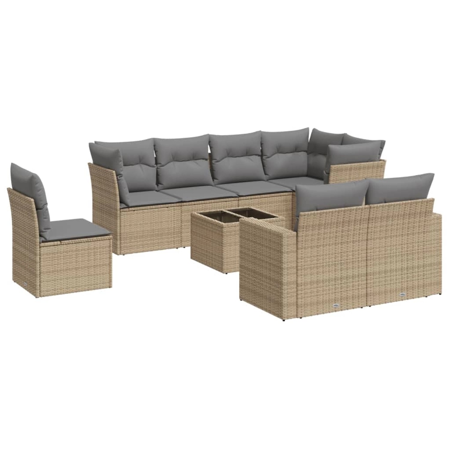 vidaXL 9-Tlg Garten-Sofagarnitur mit Kissen Beige Poly Rattan 3219239 günstig online kaufen