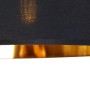 Detailaufnahme: Schwarze QAZQA Bogenlampe Arc Basic mit goldenem Lampenschirm innen.