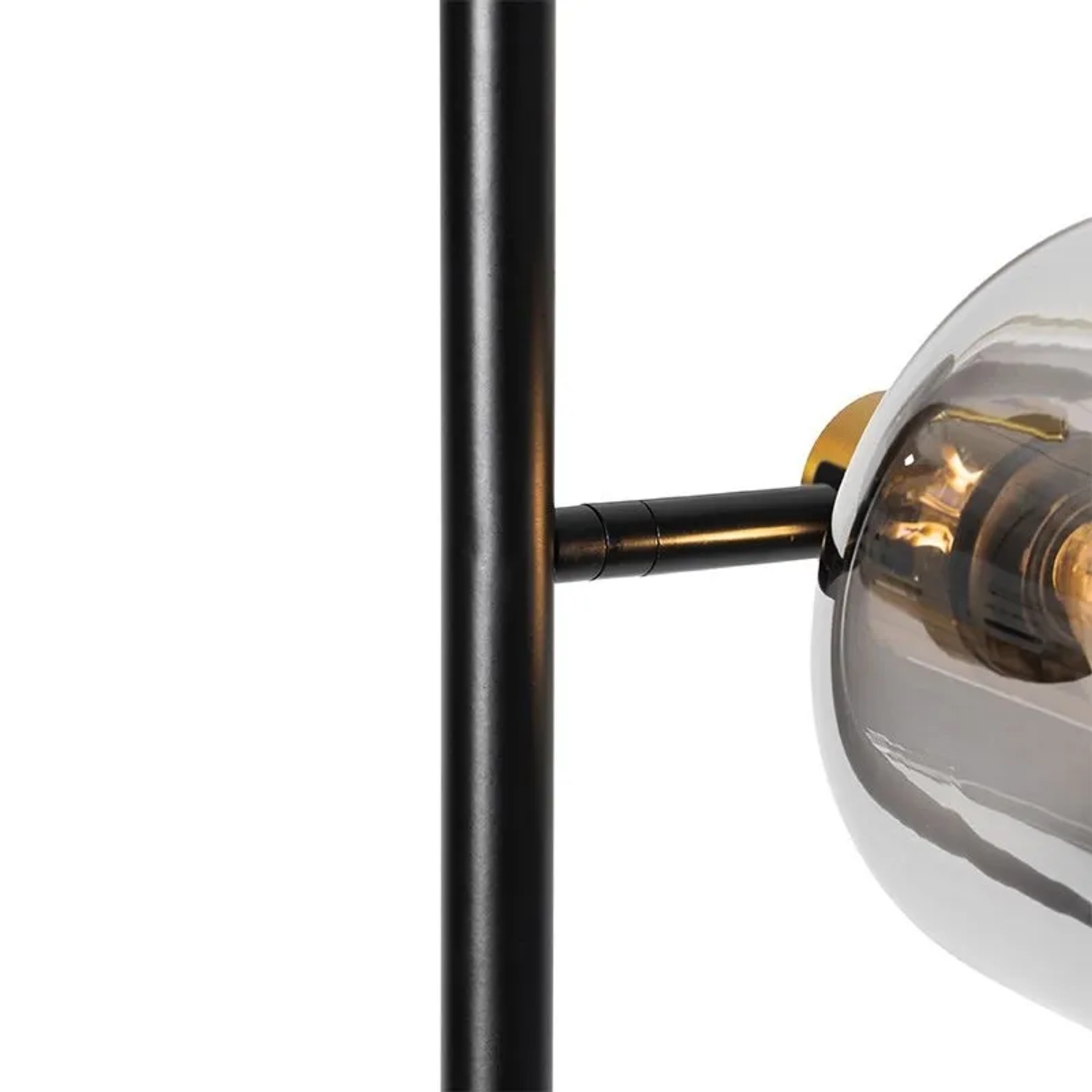 QAZQA Stehlampe Schwarz mit Gold mit Rauchglas 3 Lichter Zuzanna_6