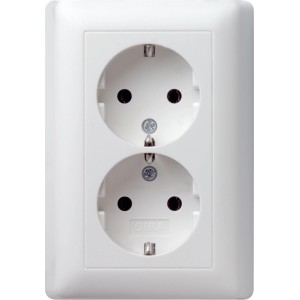 Gira Doppelsteckdose Standard55, reinweiß, mit Rahmen. Elektroinstallation für Innenräume.