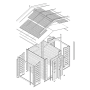 Explosionszeichnung: Timbela Holz-Gartenhaus M391C, 5,47 m², mit Holzlager.